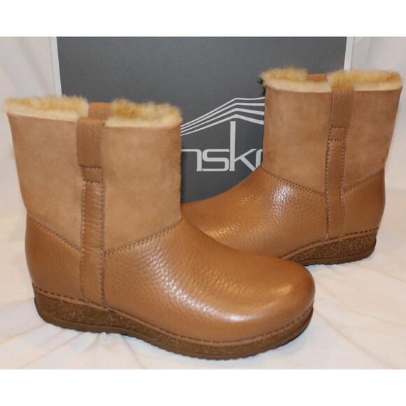 Dansko Mckenzie Leather Shearling Lined Boots Size EU 39 US 8.5-9 NIB $200 TAN - Picture 3 of 8